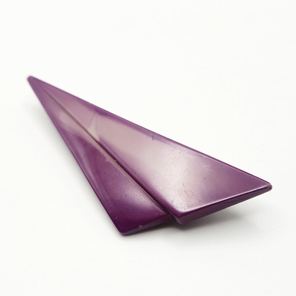 Vintage USSR Soviet Union Purple Lucite Triangular Modernist Retro Brooch Pin
